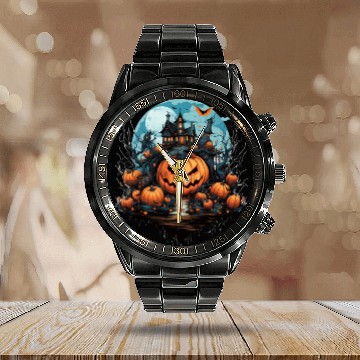 Discover Halloween Calendar Steel Band Watch