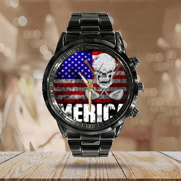 Discover Merica Golf Calendar Steel Band Watch