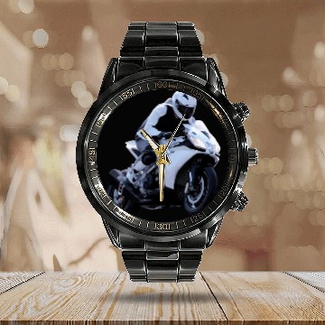 Discover Motorcycle Calendar Steel Band Watch