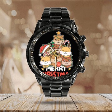 Discover Hamster Christmas Tree Merry Christmas Calendar Steel Band Watch