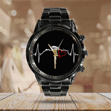 Discover Athens Skyline Heartbeat Heart Flag Ancient Greek Calendar Steel Band Watch