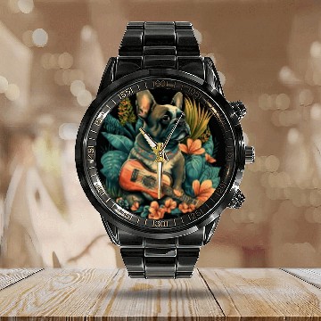 Discover French Bulldog |Aloha Ukulele Hawaii Guitar Funny Calendar Steel Band Watch