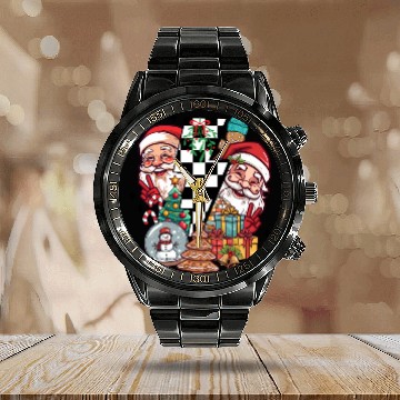 Discover Retro Christmas, Santa, Groovy, Disco Ball, Frosty Calendar Steel Band Watch