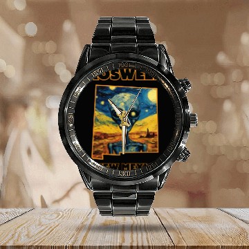 Discover Roswell New Mexico - Alien Calendar Steel Band Watch