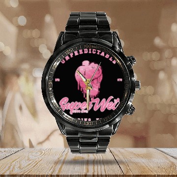 Discover Unpredictable bleeding heart (pale style) Calendar Steel Band Watch