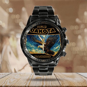 Discover South Dakota - Eagle Calendar Steel Band Watch