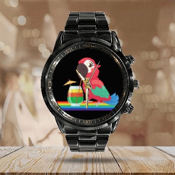 Discover parrot bird of jimmy buffett Calendar Steel Band Watch