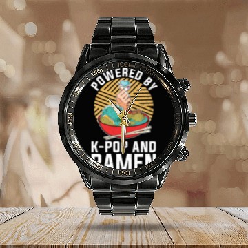 Discover Fortified by K Pop and Ramen Funny K Pop Calendar Steel Band Watch