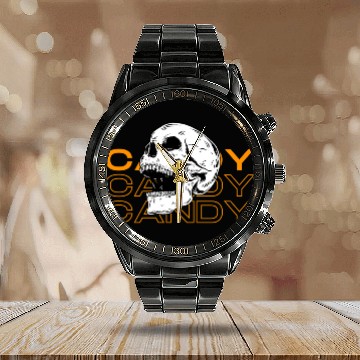 Discover Candy Candy Candy Skull Calendar Steel Band Watch