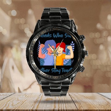 Discover Friends Who Swim Together Stay Together Calendar Steel Band Watch