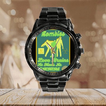 Discover Zombies Loves Brains Teachers Calendar Steel Band Watch