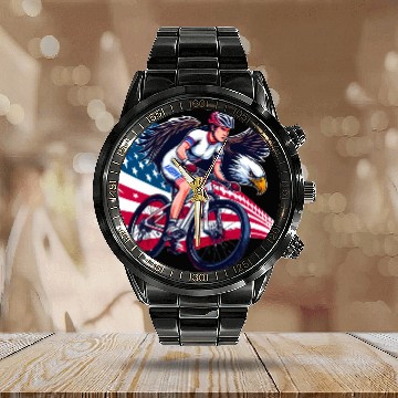 Discover USA Egle biker mtb racer girl Calendar Steel Band Watch