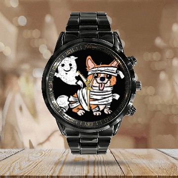 Discover CORGI MUMMY HALLOWEEN Calendar Steel Band Watch