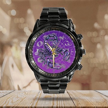 Discover Scorpio Zodiac star sign horoscope Astrology Calendar Steel Band Watch