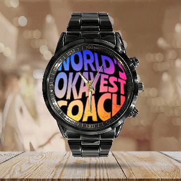 Discover World s Okayest Coach Calendar Steel Band Watch