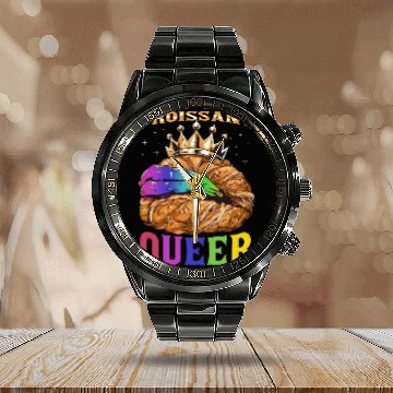 Discover Croissant Queer French Pastry Funny LGBTQ Calendar Steel Band Watch