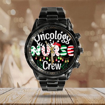 Discover One merry Oncology Nurse Christmas Calendar Steel Band Watch