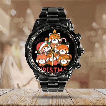 Discover Red Panda Christmas Tree Merry Christmas Calendar Steel Band Watch