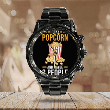 Discover Popcorn Lover Gift Funny Popcorn Calendar Steel Band Watch