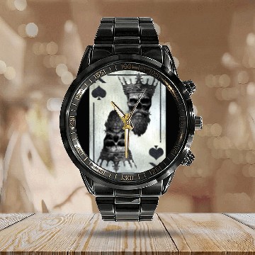 Discover Spades King Bone Skull Creepy Halloween Fan Calendar Steel Band Watch