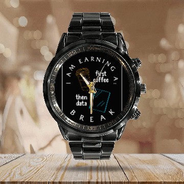 Discover Special Education Calendar Steel Band Watch, First Coffee Then Data