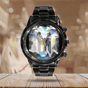 Discover Celestial Gateway - Angelic Serenity Calendar Steel Band Watch