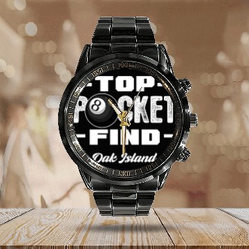 Discover Oak Island Top Pocket Find Calendar Steel Band Watch