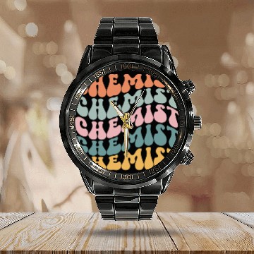 Discover Chemist Laboratory Scientist Chemical Analyst Calendar Steel Band Watch