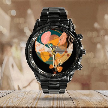 Discover Contemporary Bohemian Celestial Art Calendar Steel Band Watch