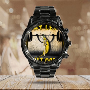 Discover Banana Weightlifting Calendar Steel Band Watch