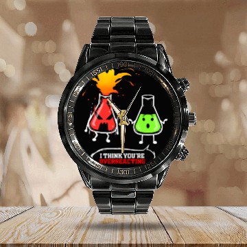 Discover Chemistry gift for chemists, students, chemistry, Calendar Steel Band Watch