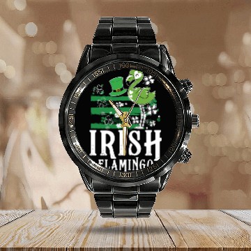 Discover Irish flamingo Calendar Steel Band Watch