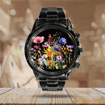 Discover Wildflower Blooming Floral Calendar Steel Band Watch