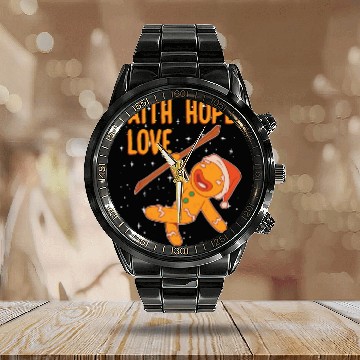 Discover Faith Hope Love Religious Christmas Costume Calendar Steel Band Watch