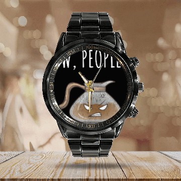 Discover Ew People Angry Coffee Pot Distressed Calendar Steel Band Watch