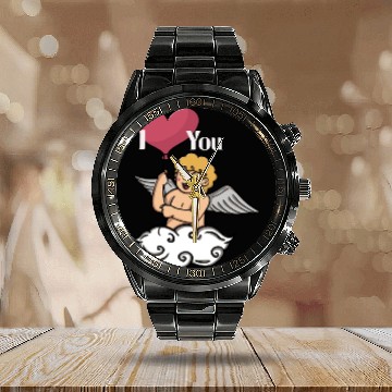 Discover Cupid And Love Balloon Calendar Steel Band Watch