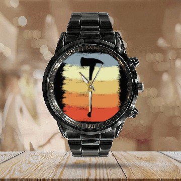 Discover Firefighter Axe Drawing Calendar Steel Band Watch