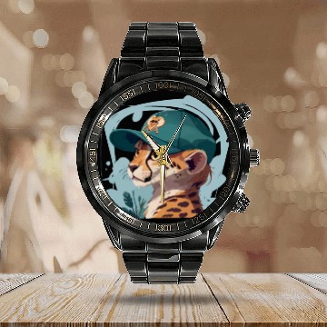 Discover Cool Cheetah Calendar Steel Band Watch
