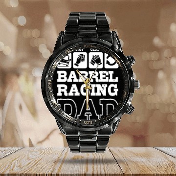 Discover Funny Fathers Day Western Barrel Racing Dad Calendar Steel Band Watch