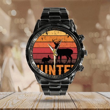 Discover HUNTING Rabbit And Deer 01 Calendar Steel Band Watch
