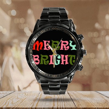 Discover Merry and Bright Christmas Calendar Steel Band Watch