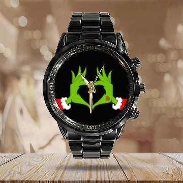 Discover Heart Hands Graphic Christmas Calendar Steel Band Watch