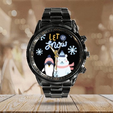 Discover Let It Snow Calendar Steel Band Watch