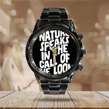 Discover Nature Speaks In The Call Of The Loon 4 Calendar Steel Band Watch