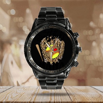 Discover Softball Nana Leopard Game Day Softball Lover Calendar Steel Band Watch