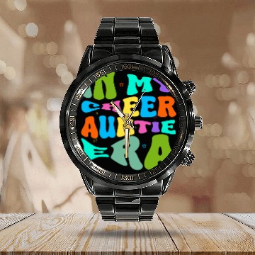 Discover In My Cheer Auntie Era Calendar Steel Band Watch