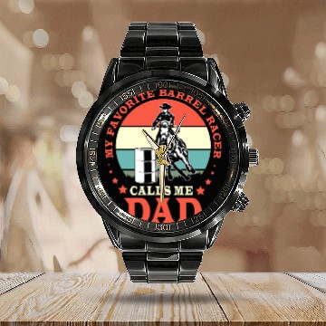 Discover Retro Horse Riding Fathers Day Barrel Racing Dad Calendar Steel Band Watch