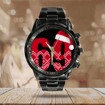 Discover Age 69 Years Old - Christmas number Sixty Nine Calendar Steel Band Watch
