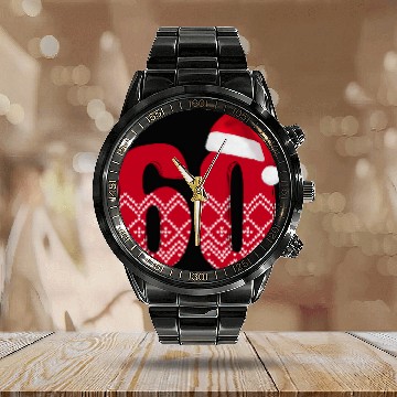 Discover Happy 60th Christmas Birthday - Number Sixty Calendar Steel Band Watch