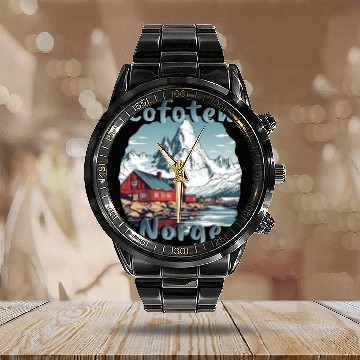 Discover Lofoten Norway Nature Paradise Calendar Steel Band Watch